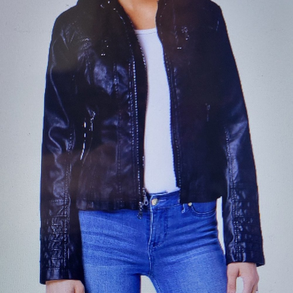 Maralyn & Me Faux Leather Hooded Jacket